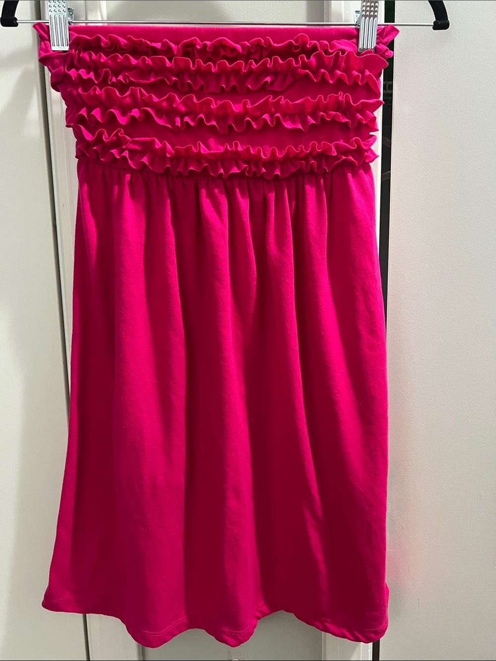 OP Fuchsia Ruffle-Top Midi Dress